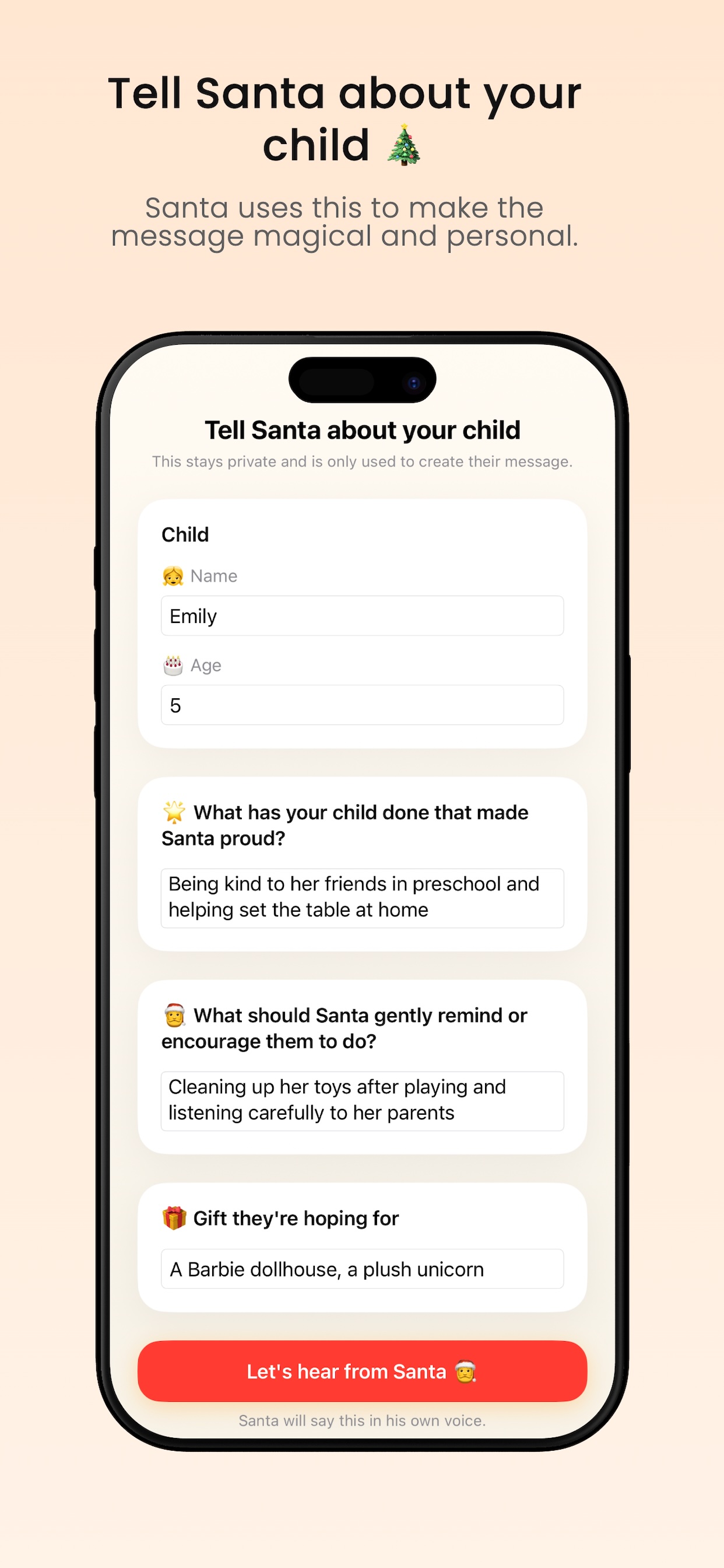 Tell Santa about your child